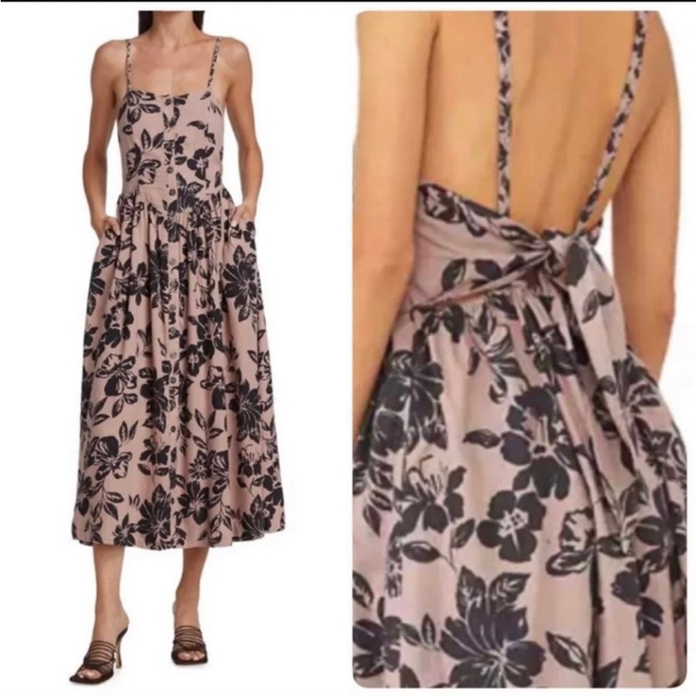 Free People Pink Floral Maxi Dress with Black Print